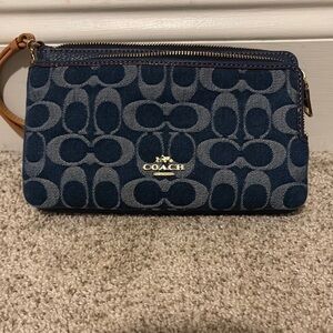 Coach Blue Signature Clutch Wristlet